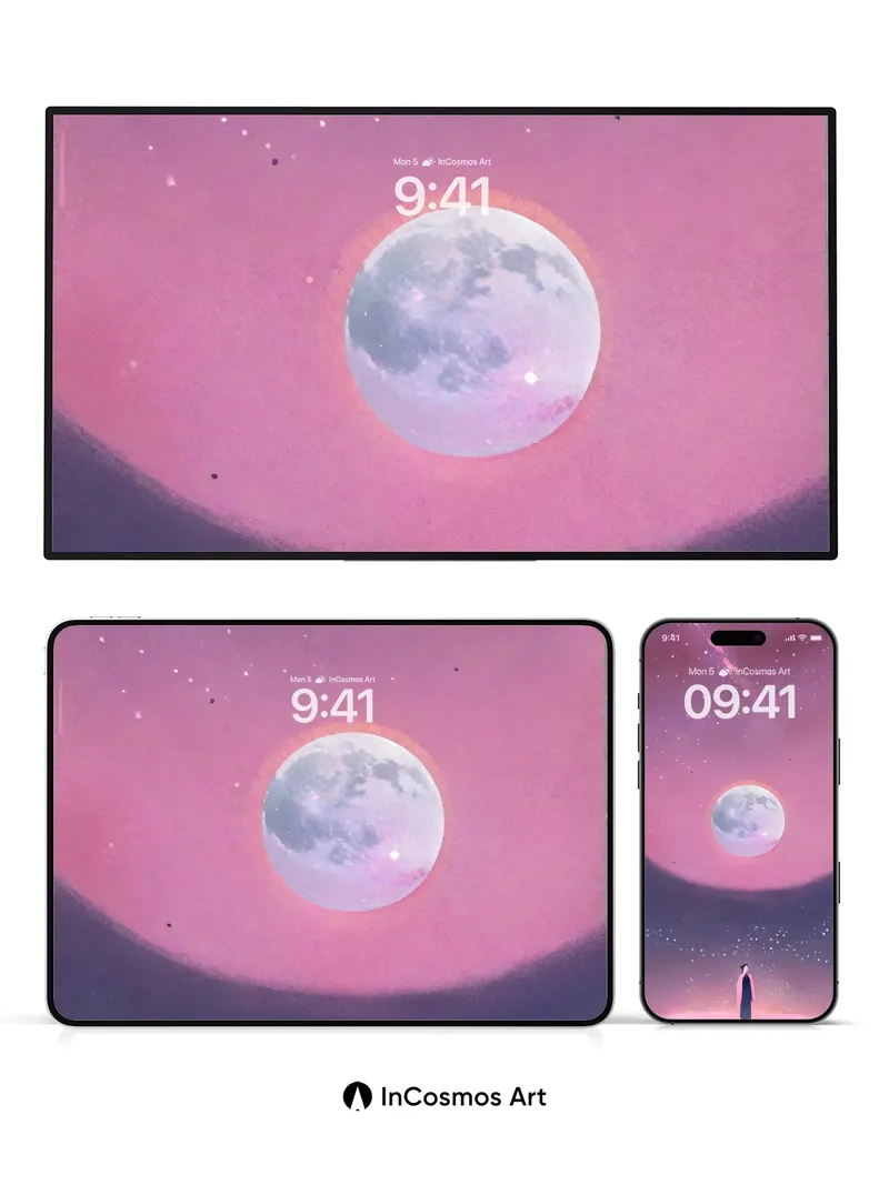Lunar Hush Wallpaper with Starlit Silence