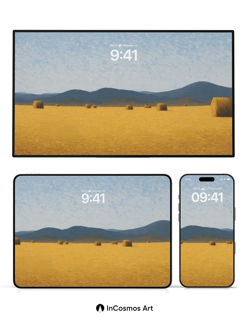 Golden Stillness Wallpaper with Distant Peaks