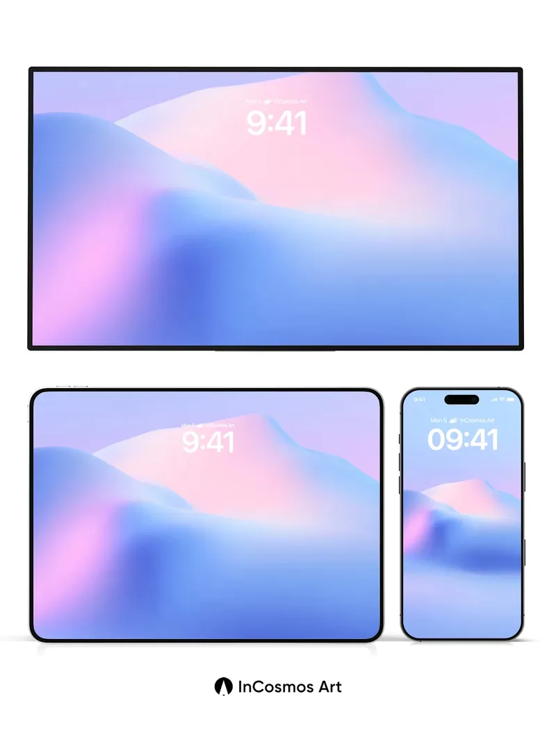 Serene Gradient Wallpaper with Soft Mountain Silhouettes