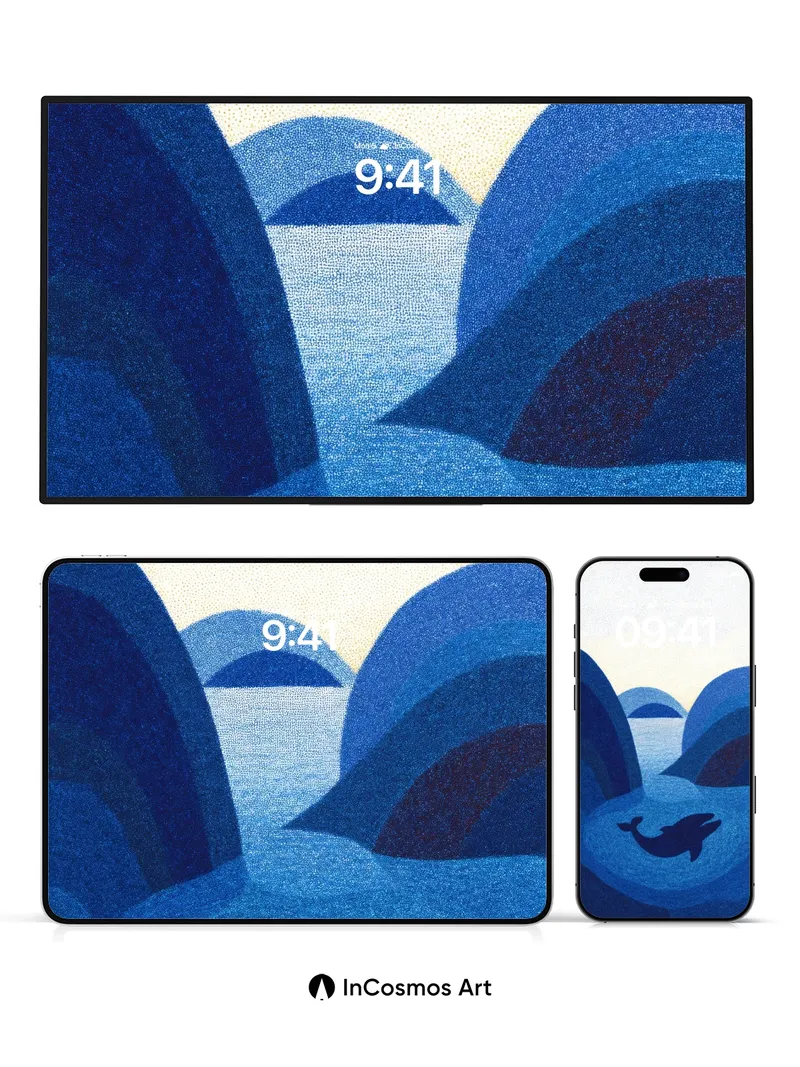 Serenity Whale Wallpaper with Midnight Hues