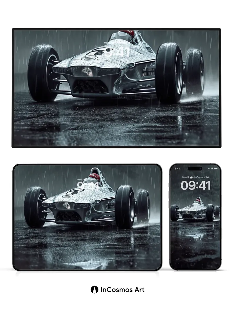 Rain-Slicked Velocity Wallpaper with Reflective Depths