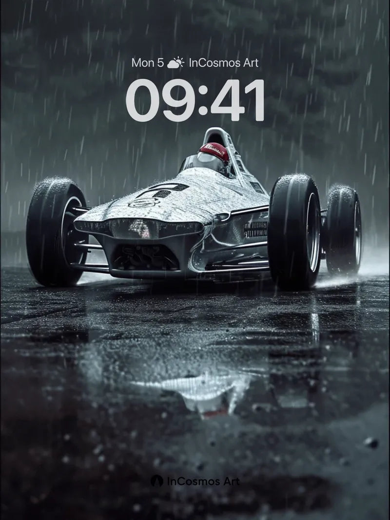 Rain-Slicked Velocity Wallpaper with Reflective Depths