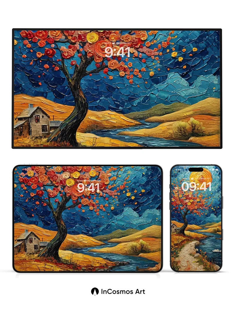 Whirlwind Bloom Wallpaper with Sun-Swirl Sky