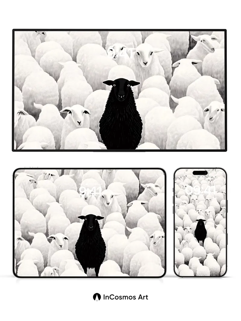 Sole Shadow Wallpaper with Flock of White