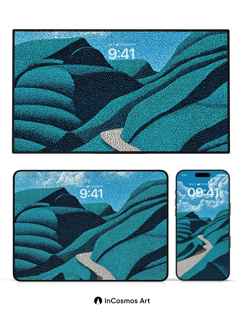 Cobalt Canyon Wallpaper with Whispering Paths