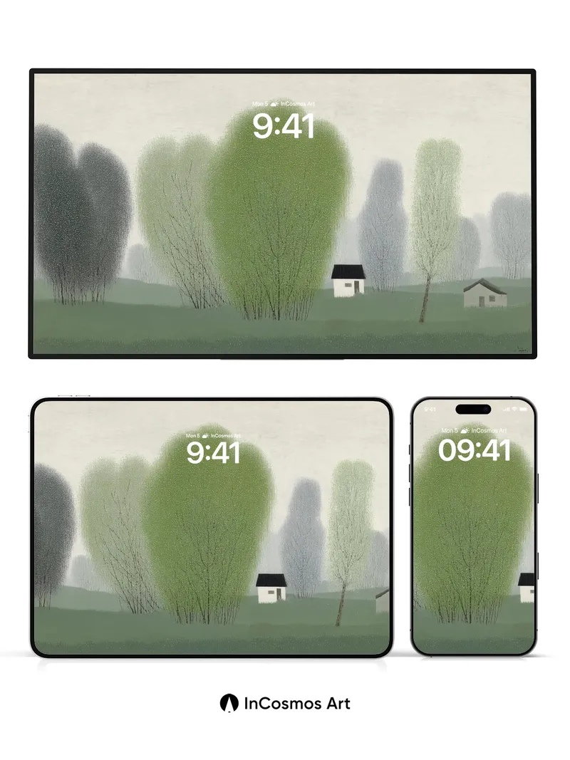 Muted Grove Wallpaper with Whispering Trees