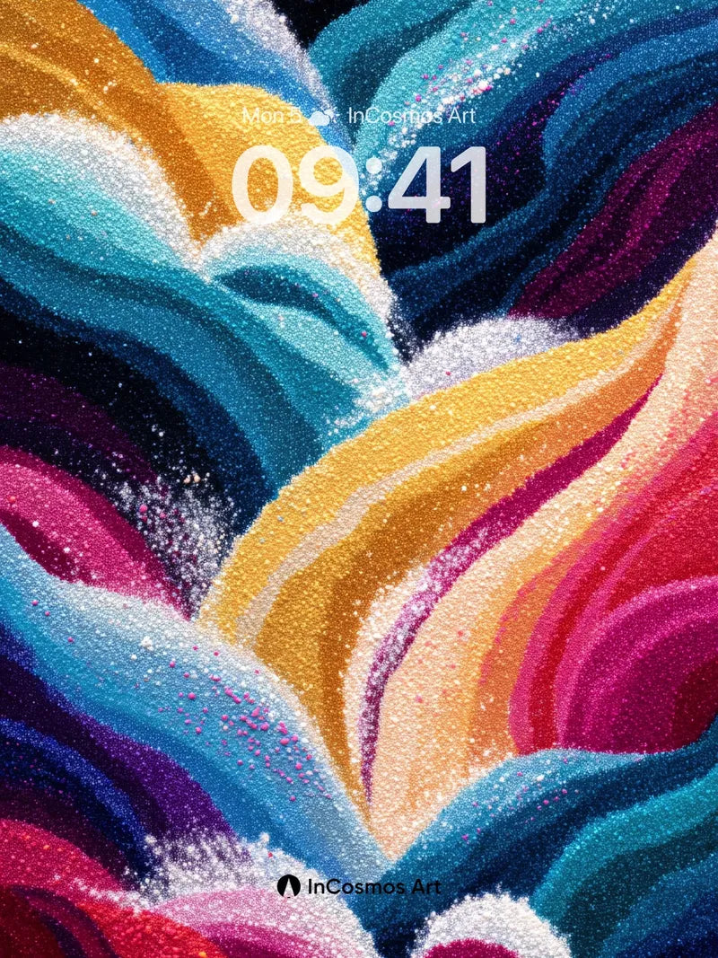 Luminous Wave Wallpaper with Cosmic Dust