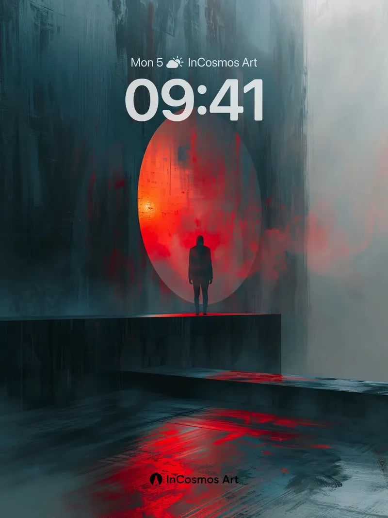 Solitary Shadow Wallpaper with Crimson Eclipse