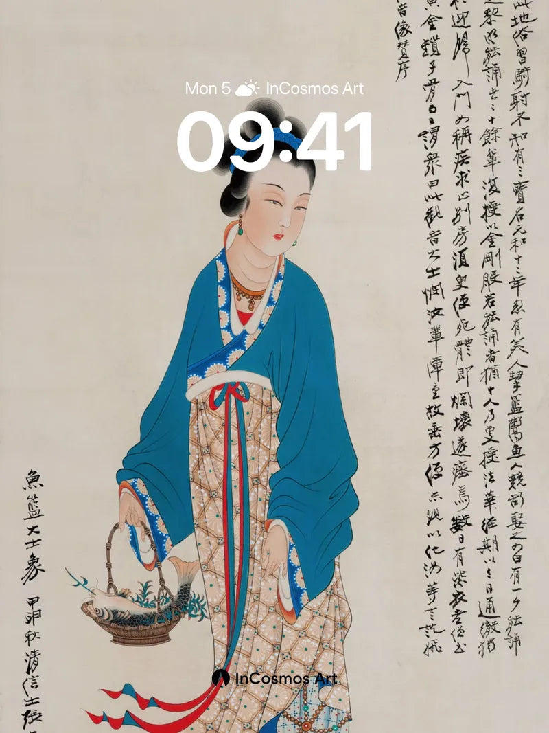 Serene Ink Portrait Wallpaper with Ancient Script wallpaper for iPhone, iPad & Mac