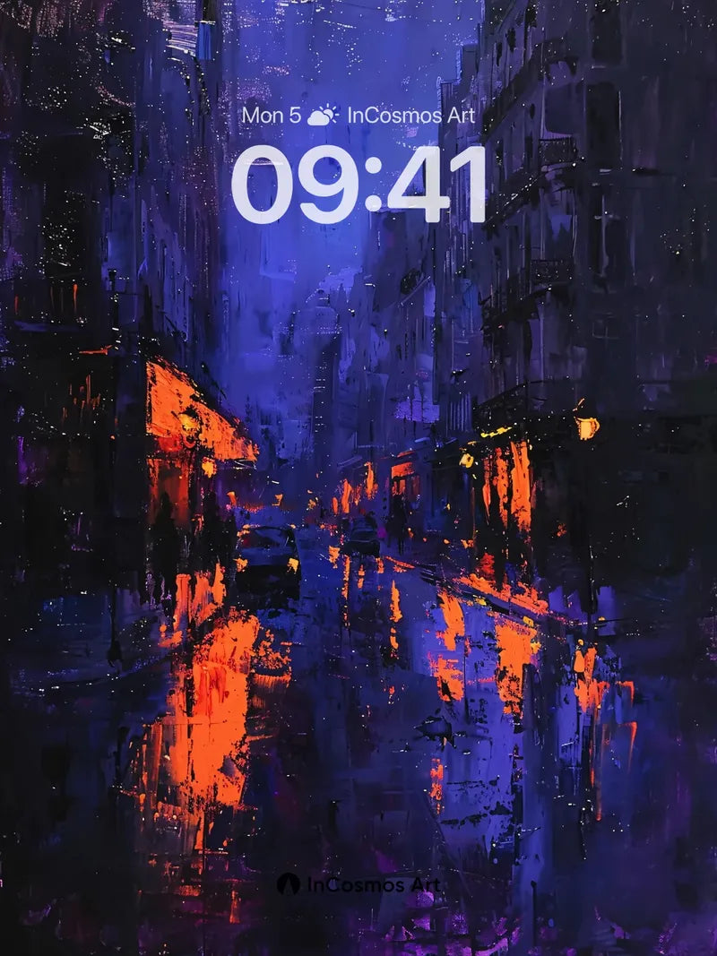 Neon Drenched Alley Wallpaper with Reflective Rain