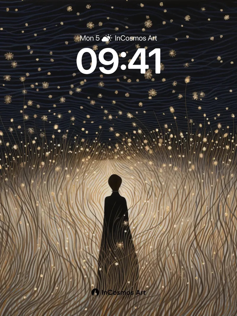 Stellar Silence Wallpaper with Golden Threads wallpaper for iPhone, iPad & Mac