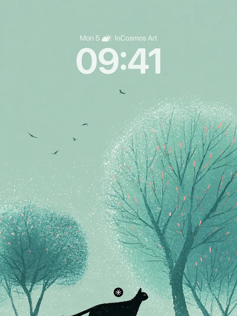 Winter Serenity Black Cat Wallpaper wallpaper for iPhone, iPad & Mac