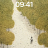 Solitary Path Wallpaper with Golden Canopy wallpaper for iPhone, iPad & Mac