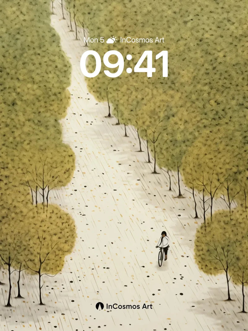 Solitary Path Wallpaper with Golden Canopy