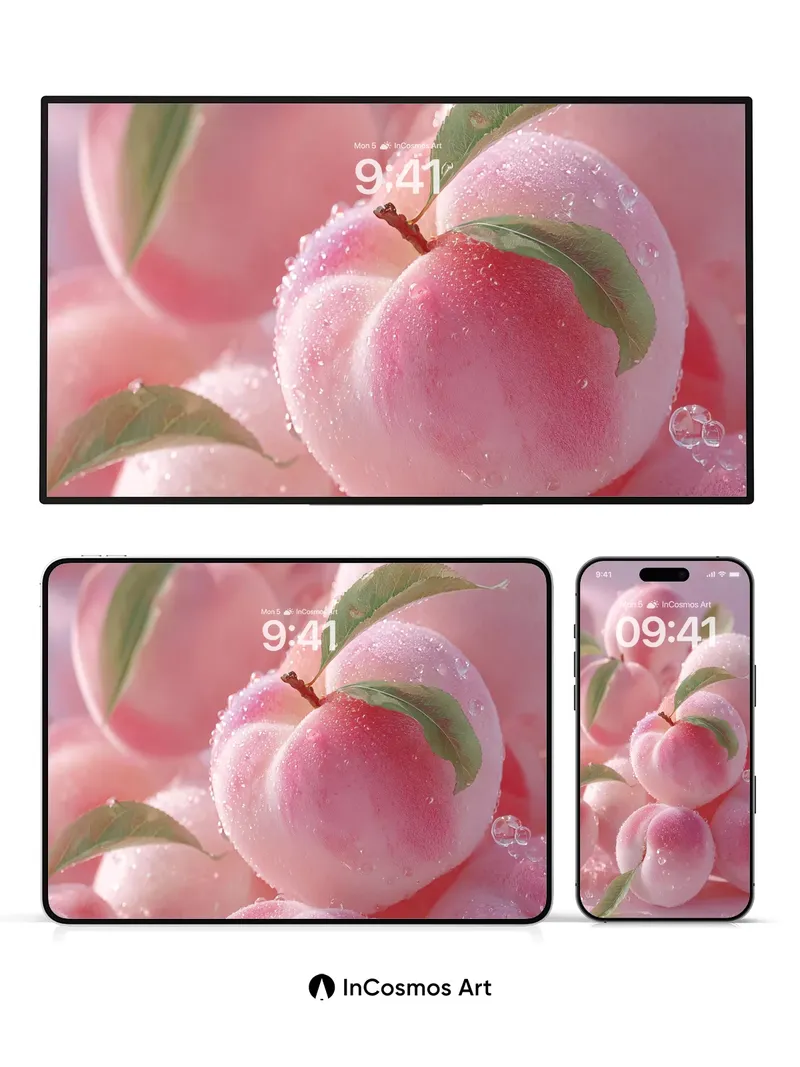 Glistening Peach Wallpaper with Dewdrop Whispers