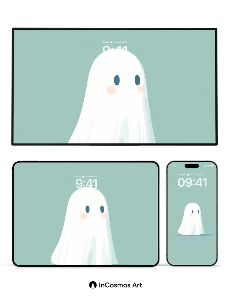 Soft Whisper Ghost Wallpaper with Pastel Hush