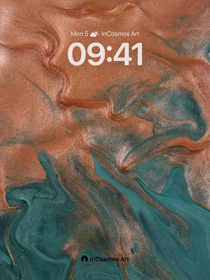 Copper Veil Wallpaper with Teal Currents