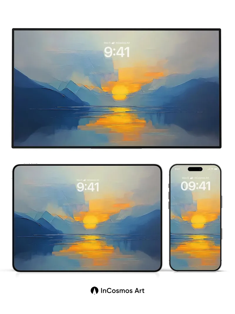 Golden Hush Wallpaper with Mountain Mirrors