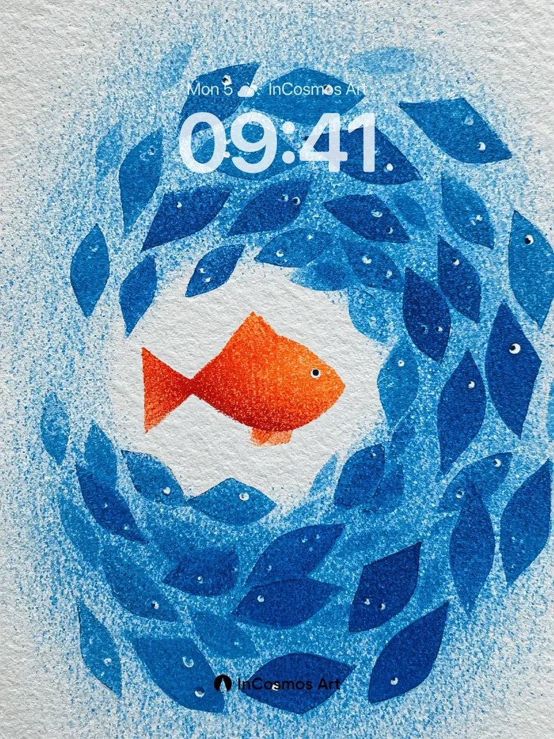 Coral Circle Wallpaper with Orange Heartbeat wallpaper for iPhone, iPad & Mac