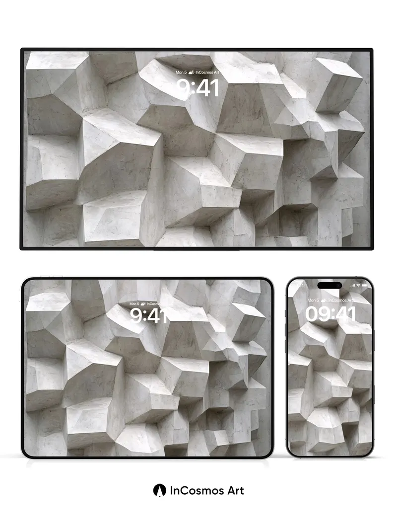 Stone Labyrinth Wallpaper with Geometric Shadows