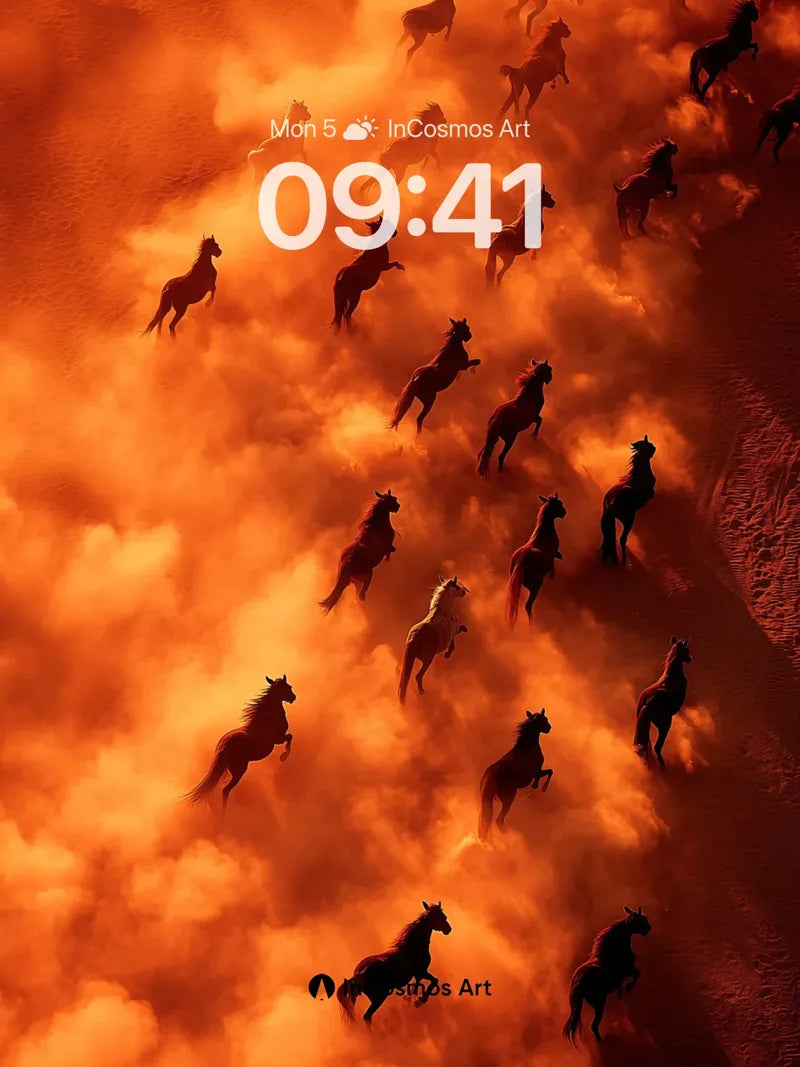 Crimson Storm Wallpaper with Galloping Silhouettes wallpaper for iPhone, iPad & Mac