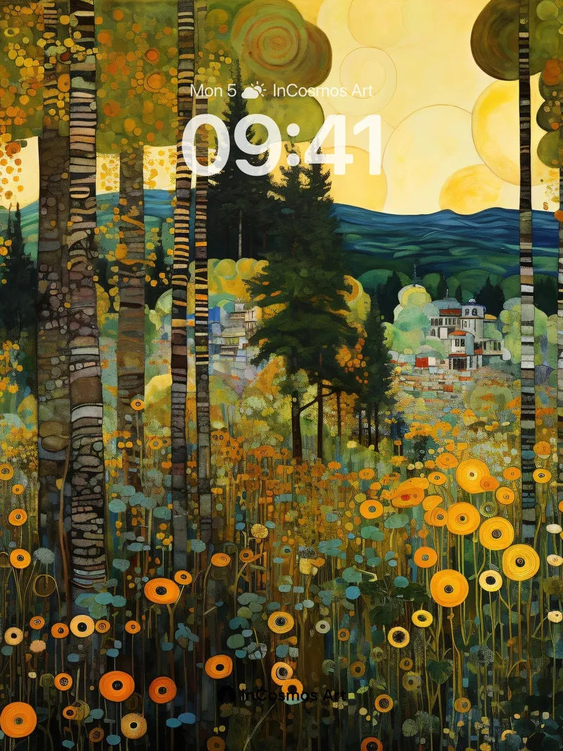 Golden Hush Wallpaper with Birch Whispers