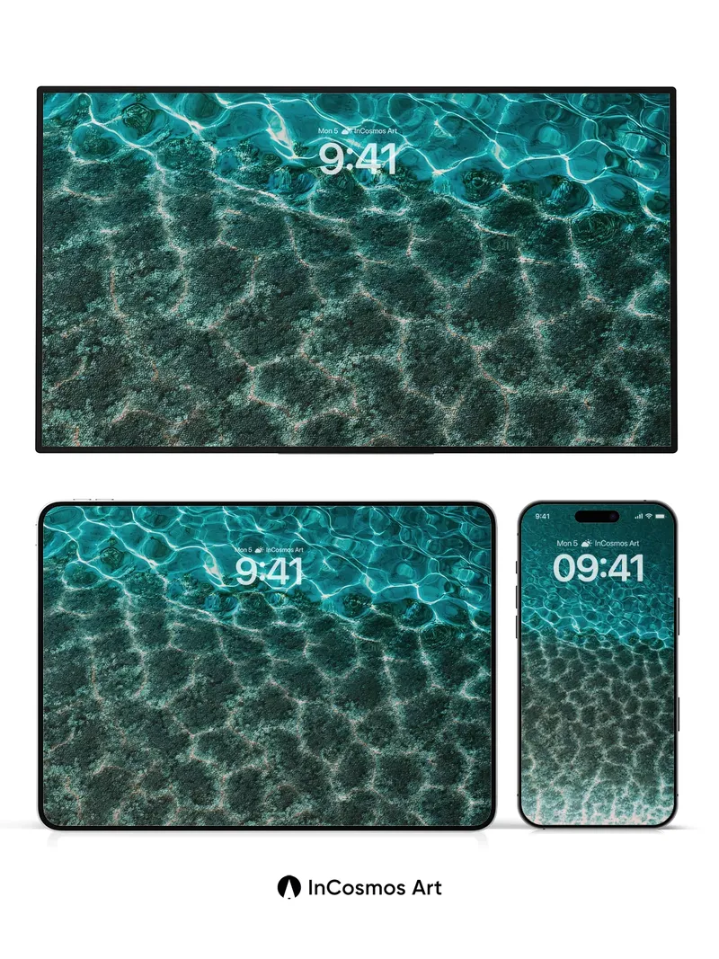 Sapphire Currents Wallpaper with Sunlit Mosaic