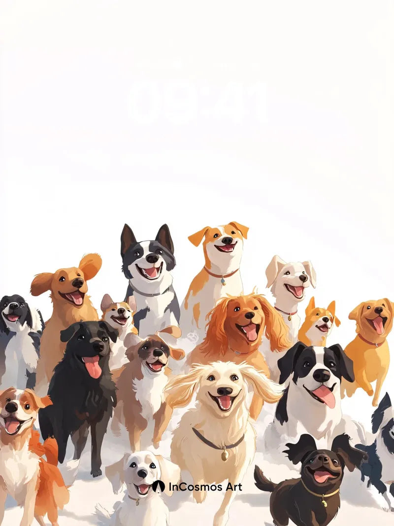 Joyful Canine Parade Wallpaper with Playful Energy wallpaper for iPhone, iPad & Mac