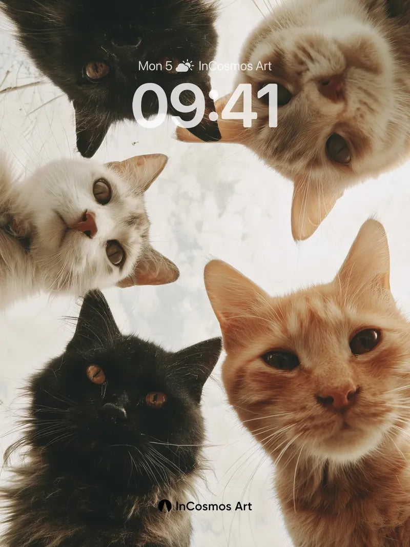 Whiskered Gaze Wallpaper with Snowy Silence wallpaper for iPhone, iPad & Mac