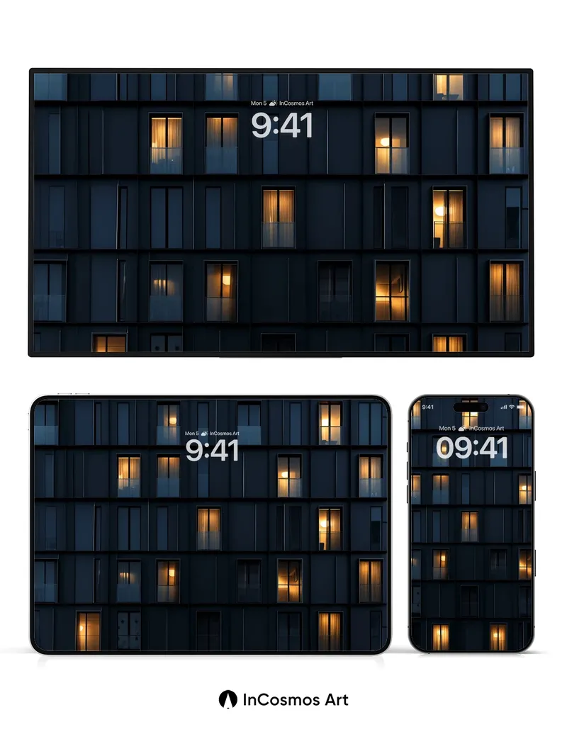 Whispering Grid Wallpaper with Warm Light Veins