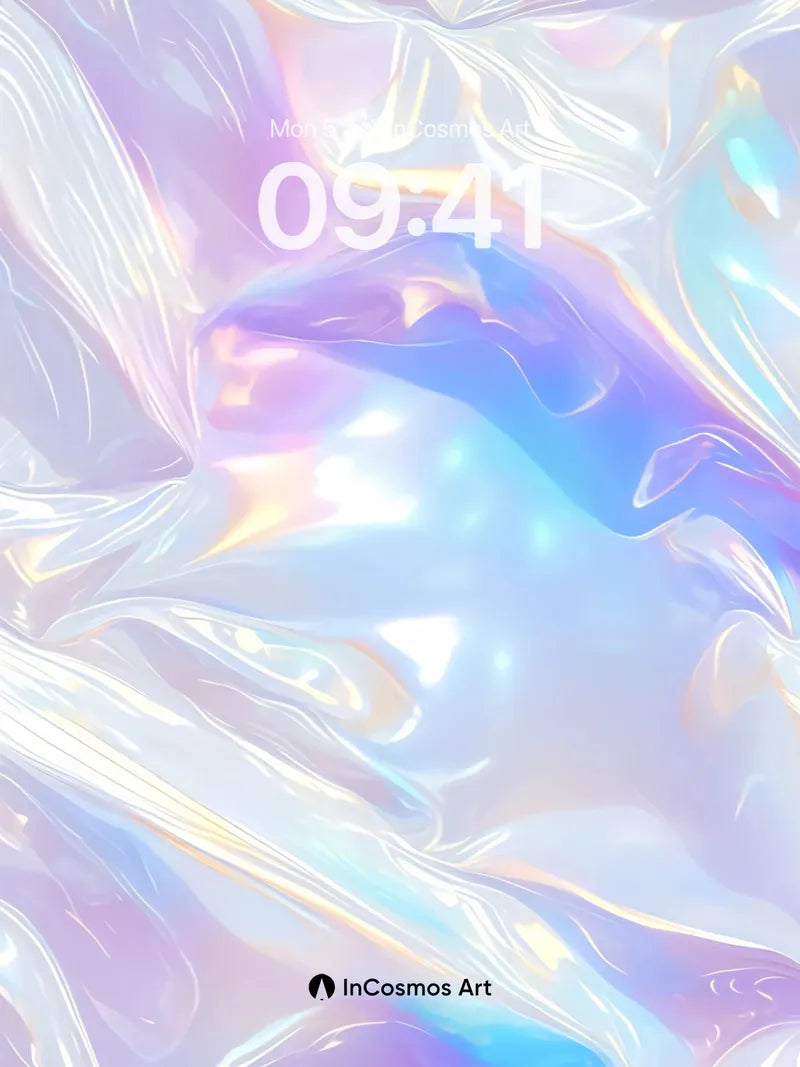 Luminous Holographic Wallpaper with Ethereal Flow