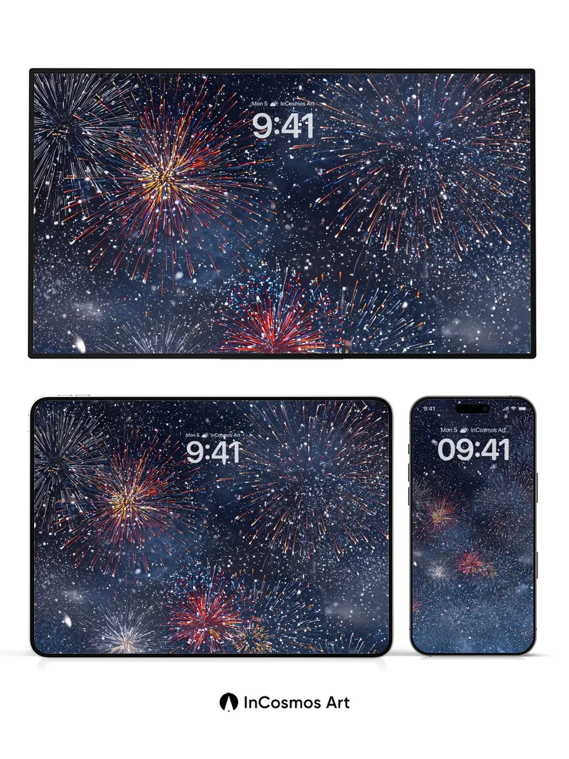 Cosmic Sparkle Wallpaper with Falling Embers