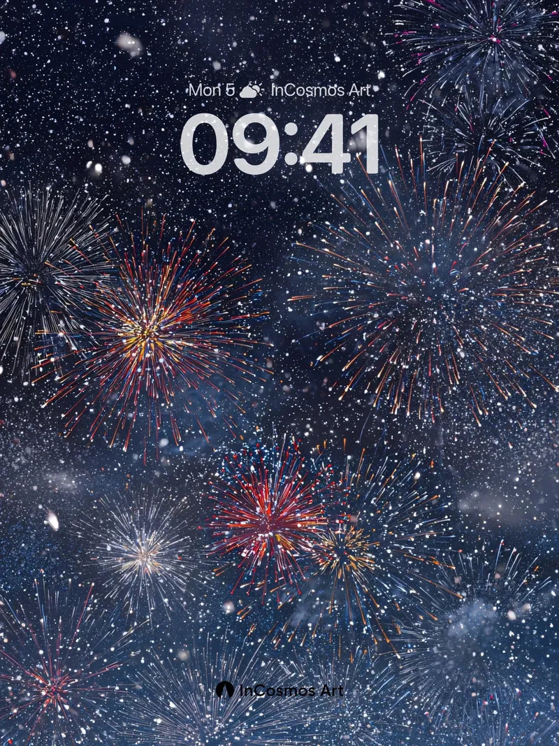 Cosmic Sparkle Wallpaper with Falling Embers