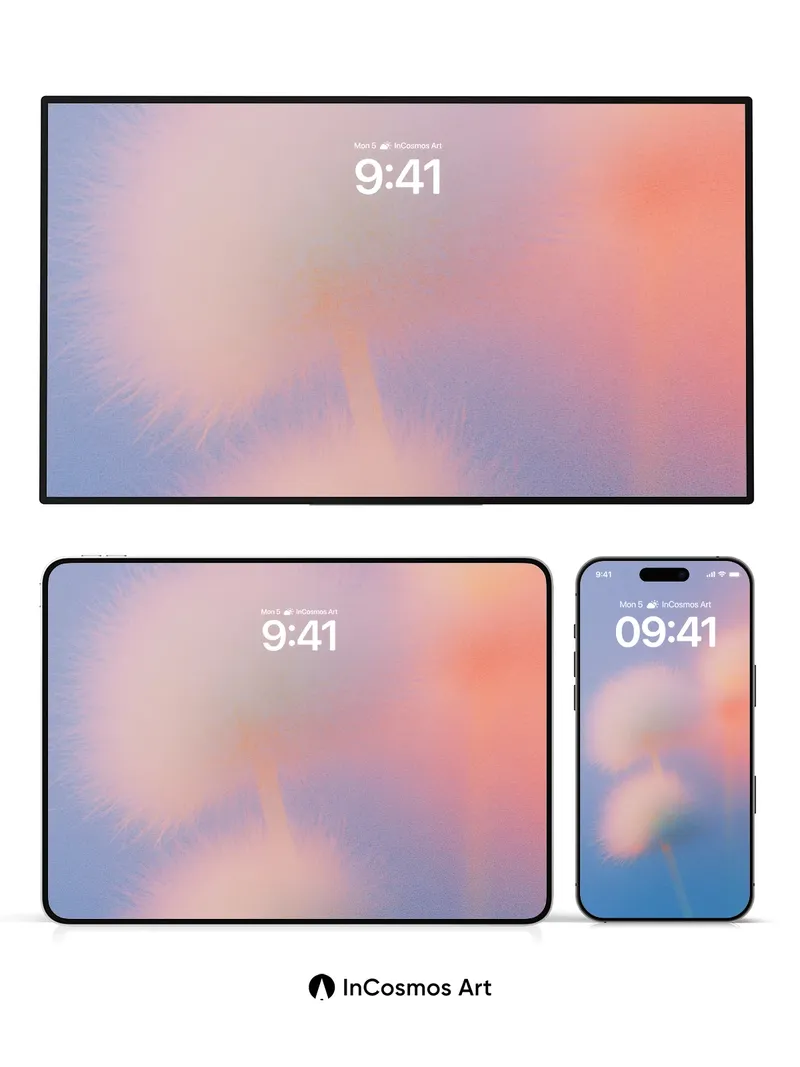 Soft Hush Dandelion Wallpaper with Pastel Sky