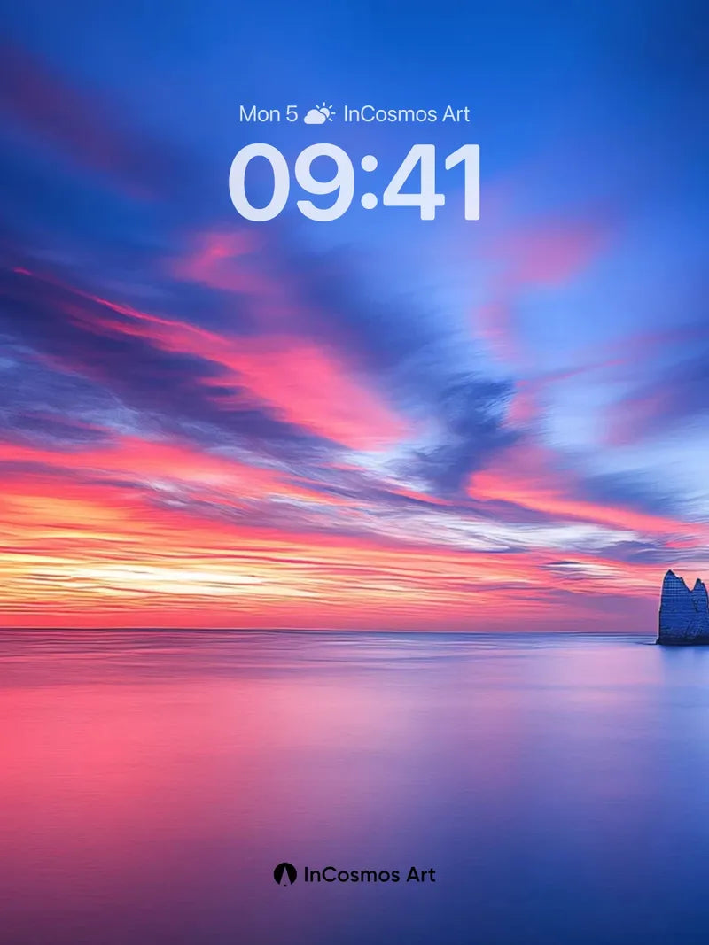 Crimson Horizon Wallpaper with Stone Sentinels