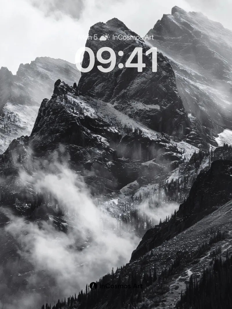 Shadowed Peaks Wallpaper with Whispering Clouds