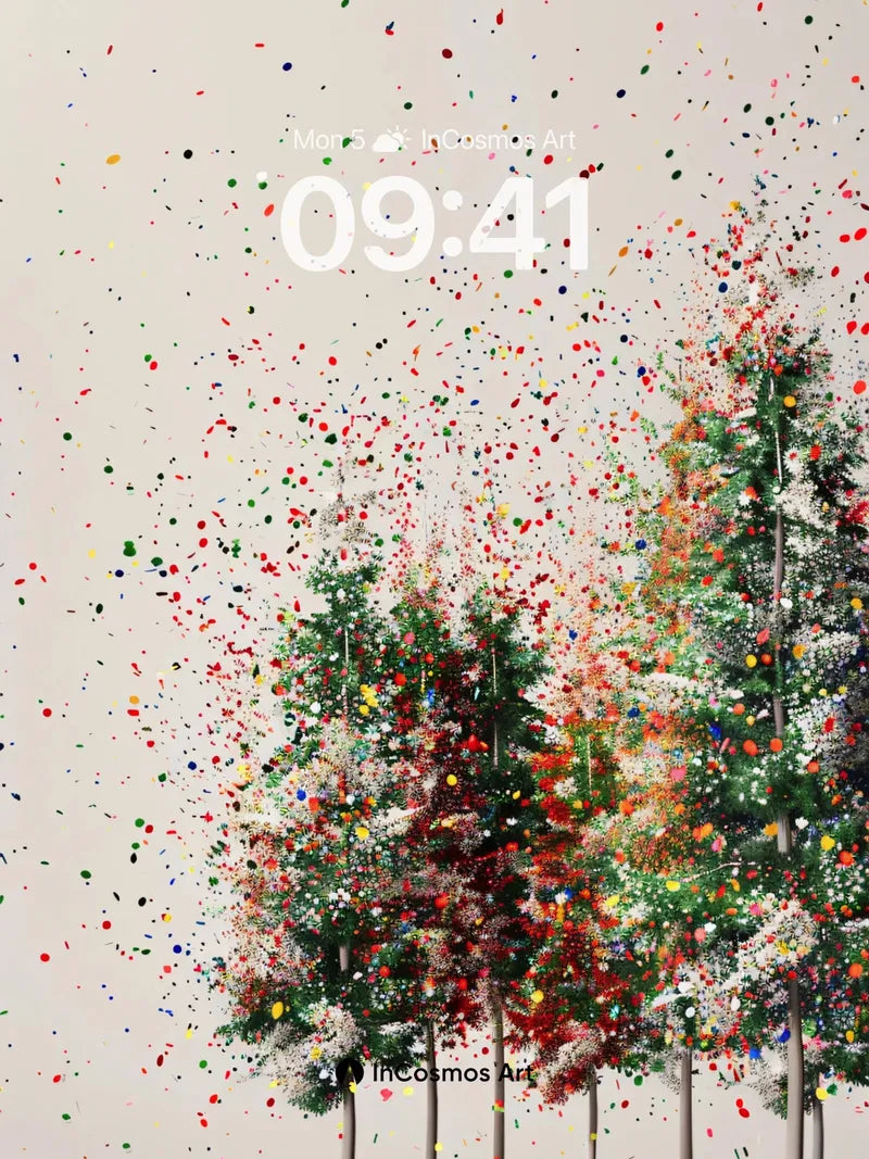 Confetti Forest Wallpaper with Floating Colors