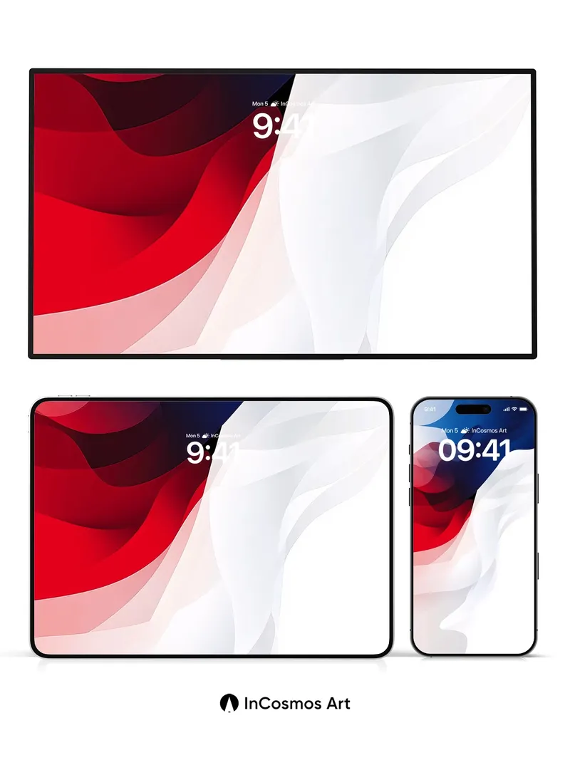 Crimson Veil Wallpaper with Floating Light