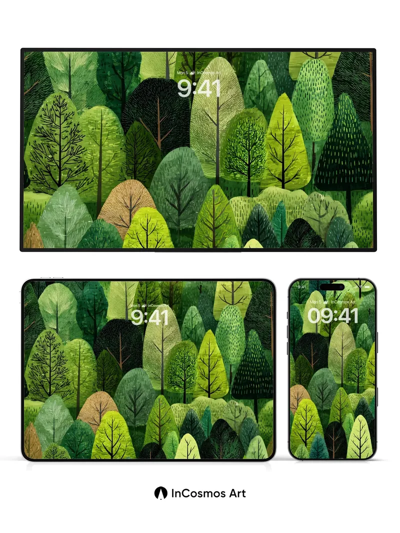 Whispering Canopy Wallpaper with Emerald Hush