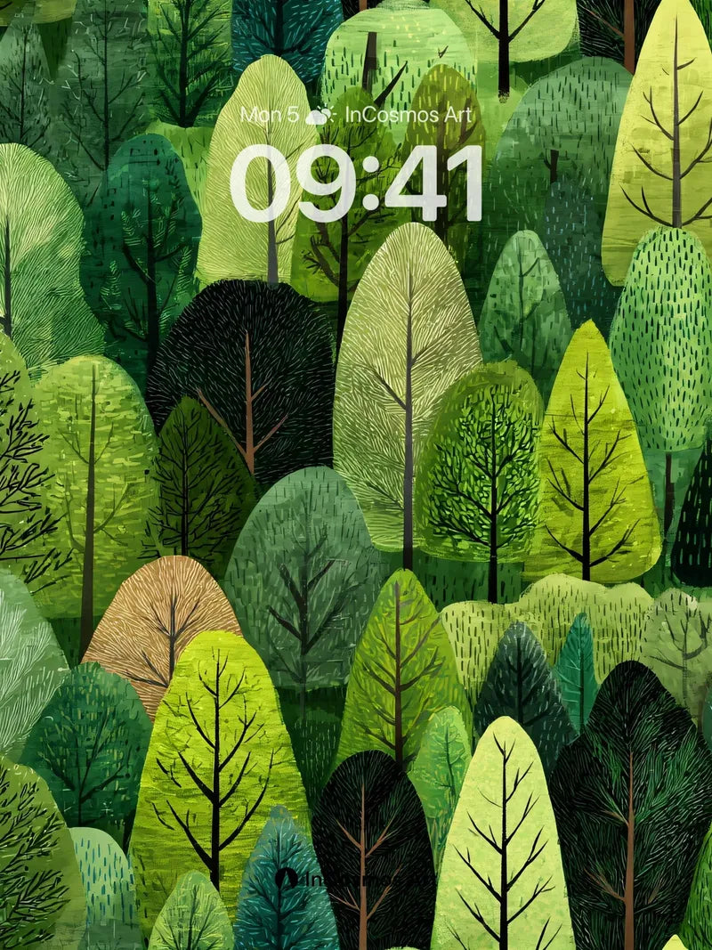 Whispering Canopy Wallpaper with Emerald Hush wallpaper for iPhone, iPad & Mac