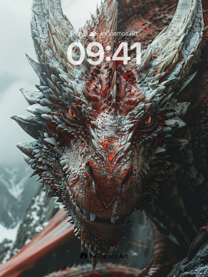 Frost-Blooded Dragon Wallpaper with Snow-Crusted Scales