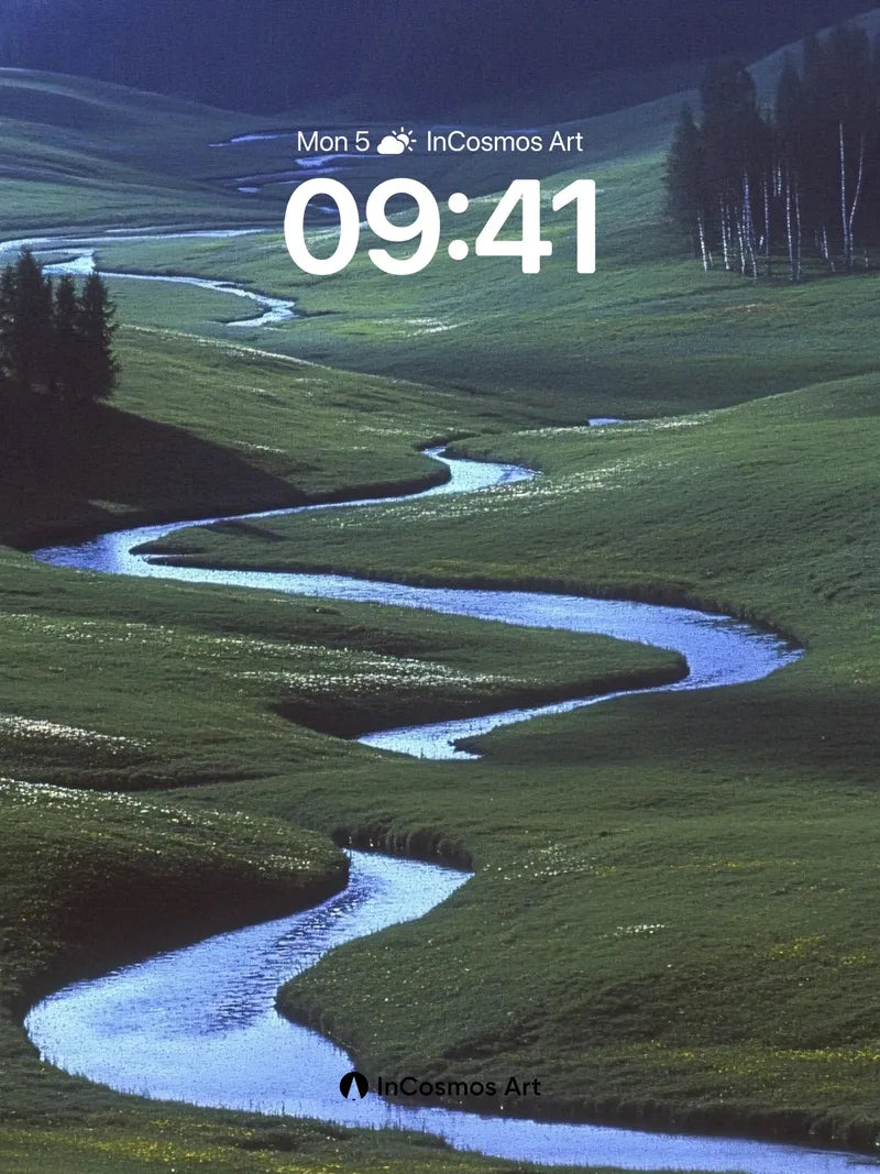 Serpentine River Wallpaper with Whispering Meadows