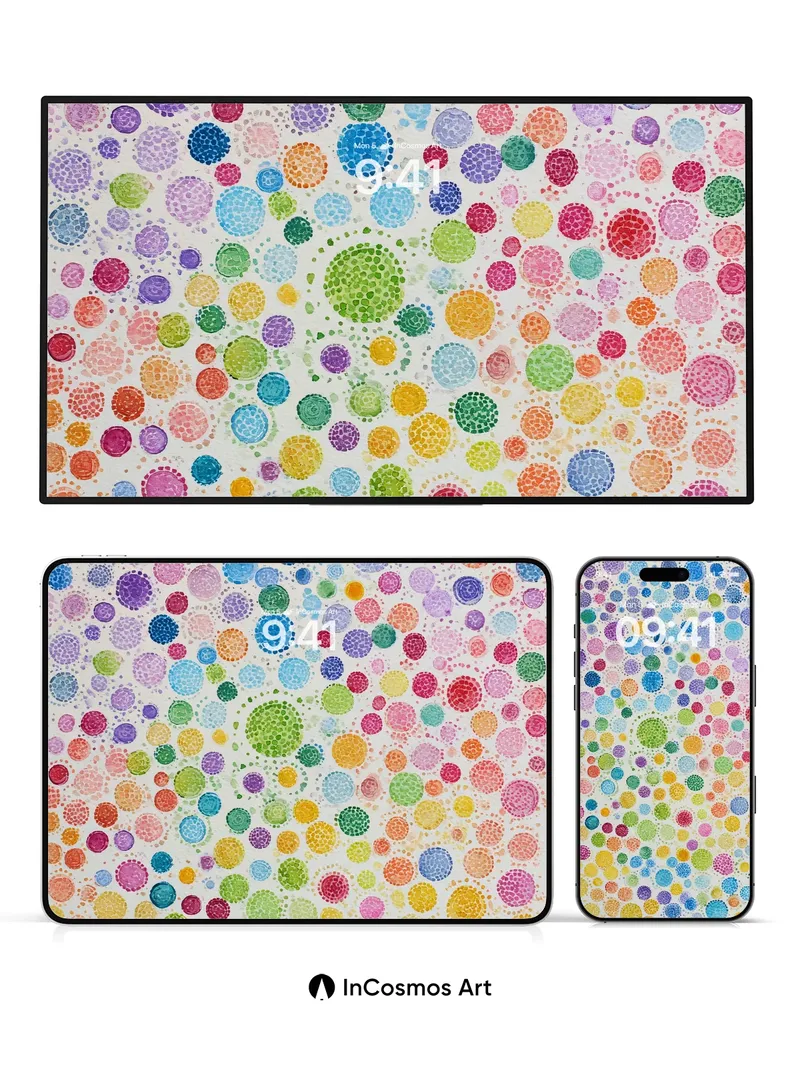 Playful Polka Dot Wallpaper with Rainbow Hues