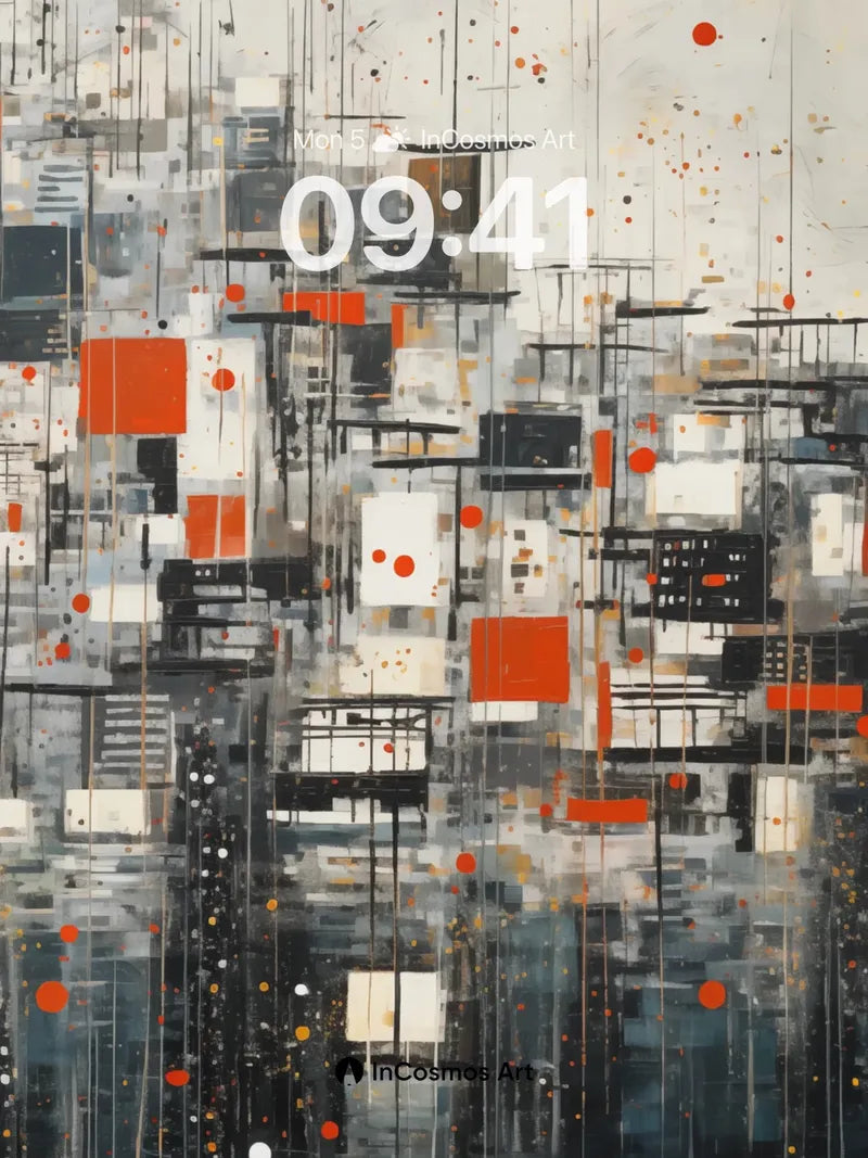 Neon Grid Wallpaper with Floating Orbs