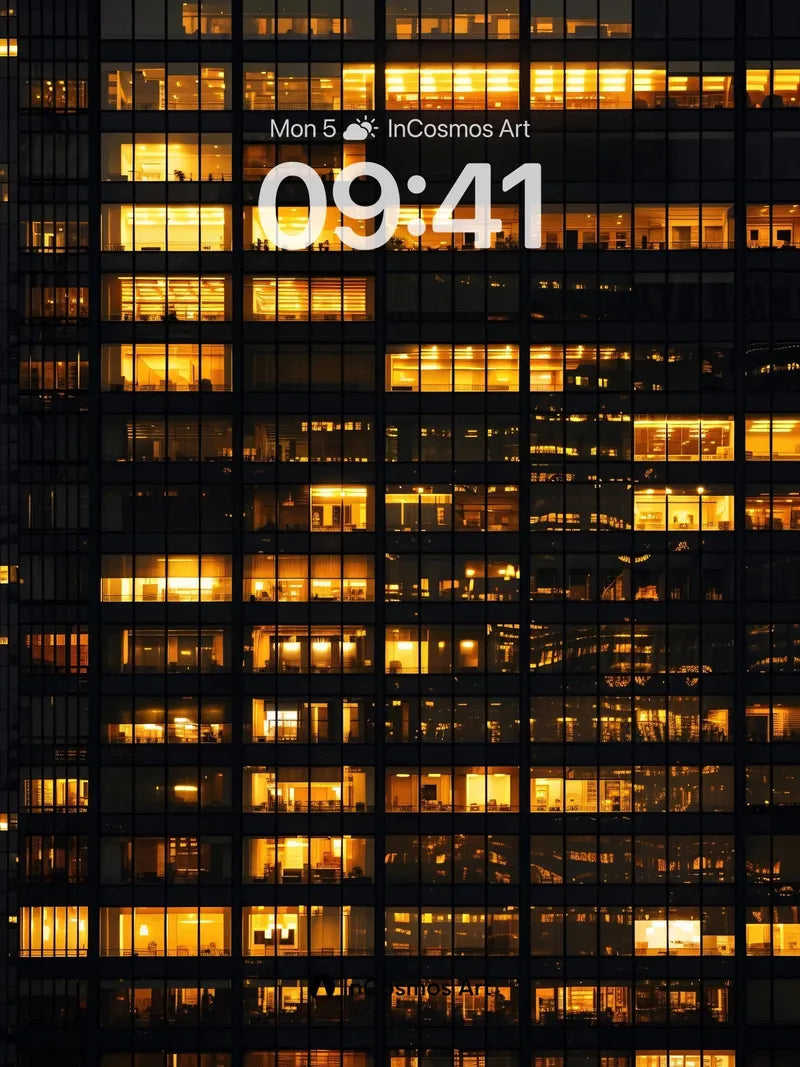 Golden Grid Wallpaper with City Pulse