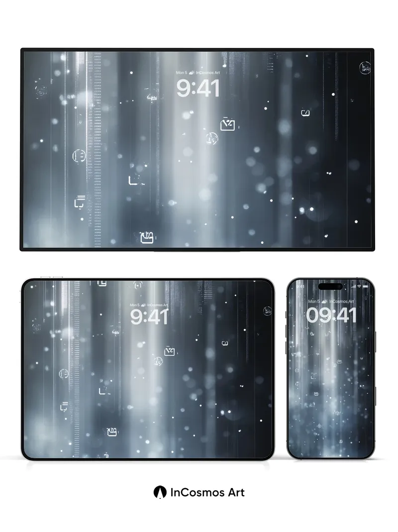 Frostbite Datastream Wallpaper with Floating Symbols