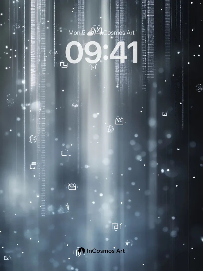 Frostbite Datastream Wallpaper with Floating Symbols