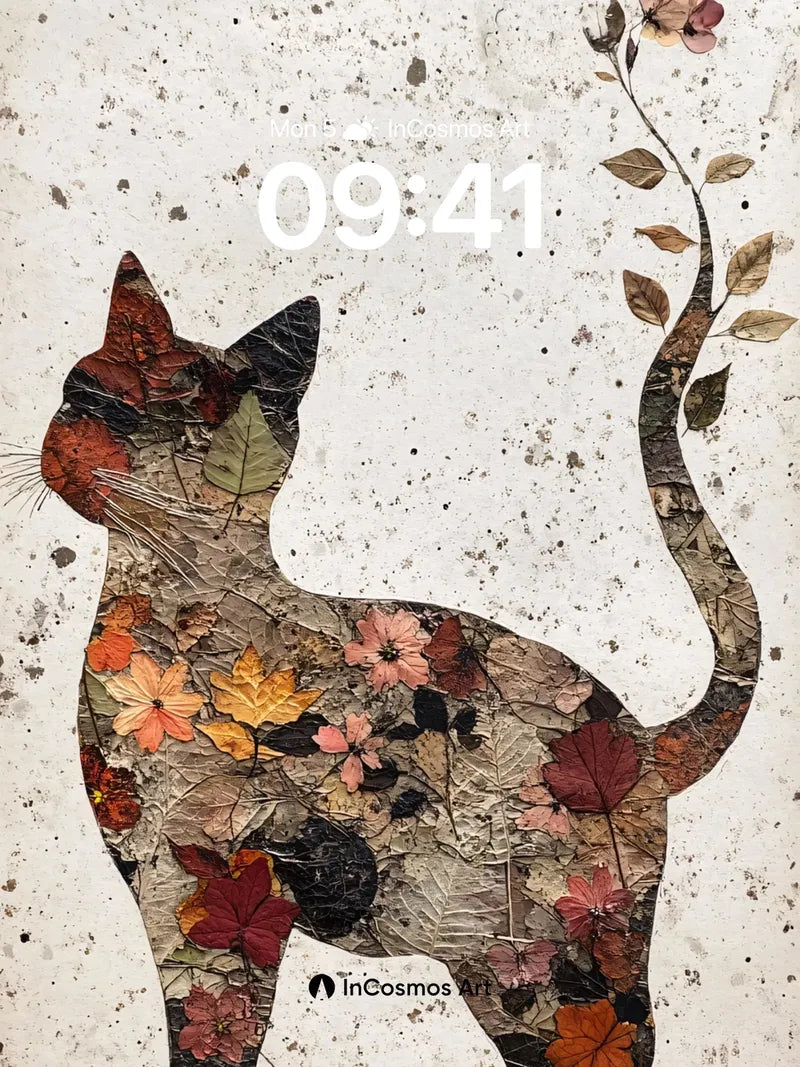 Autumn Whispers Wallpaper with Pressed Leaf Silhouette