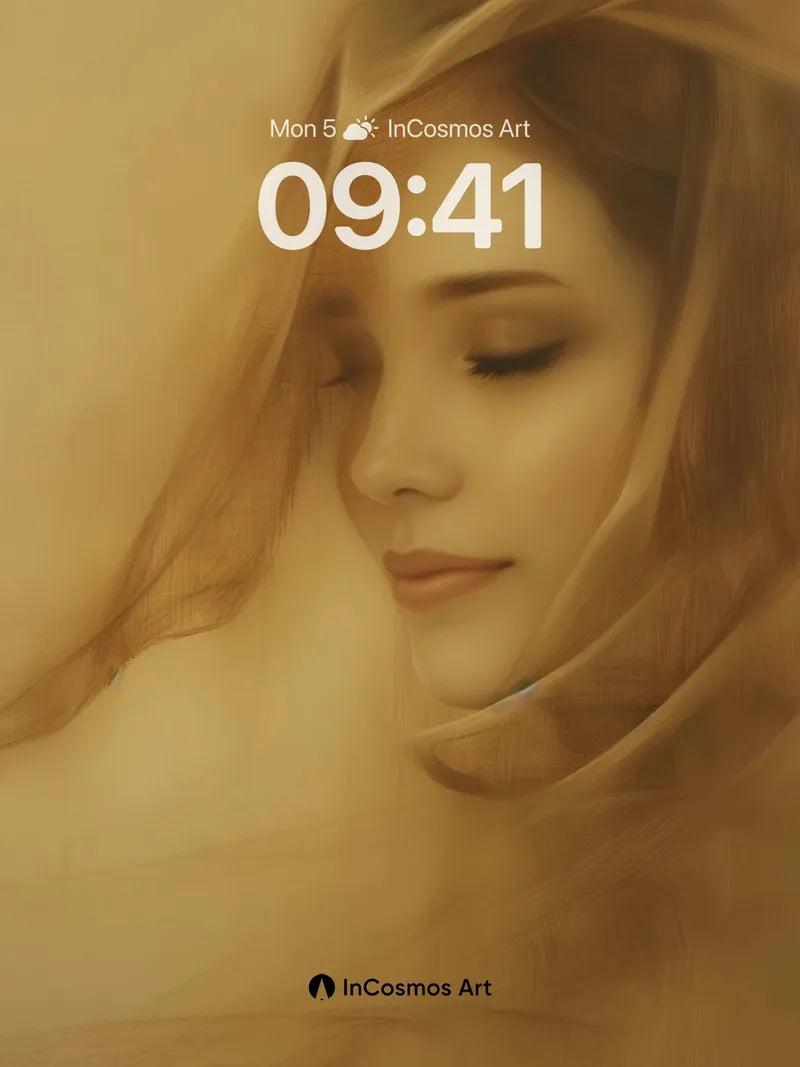 Golden Hush Wallpaper with Whispering Hair wallpaper for iPhone, iPad & Mac