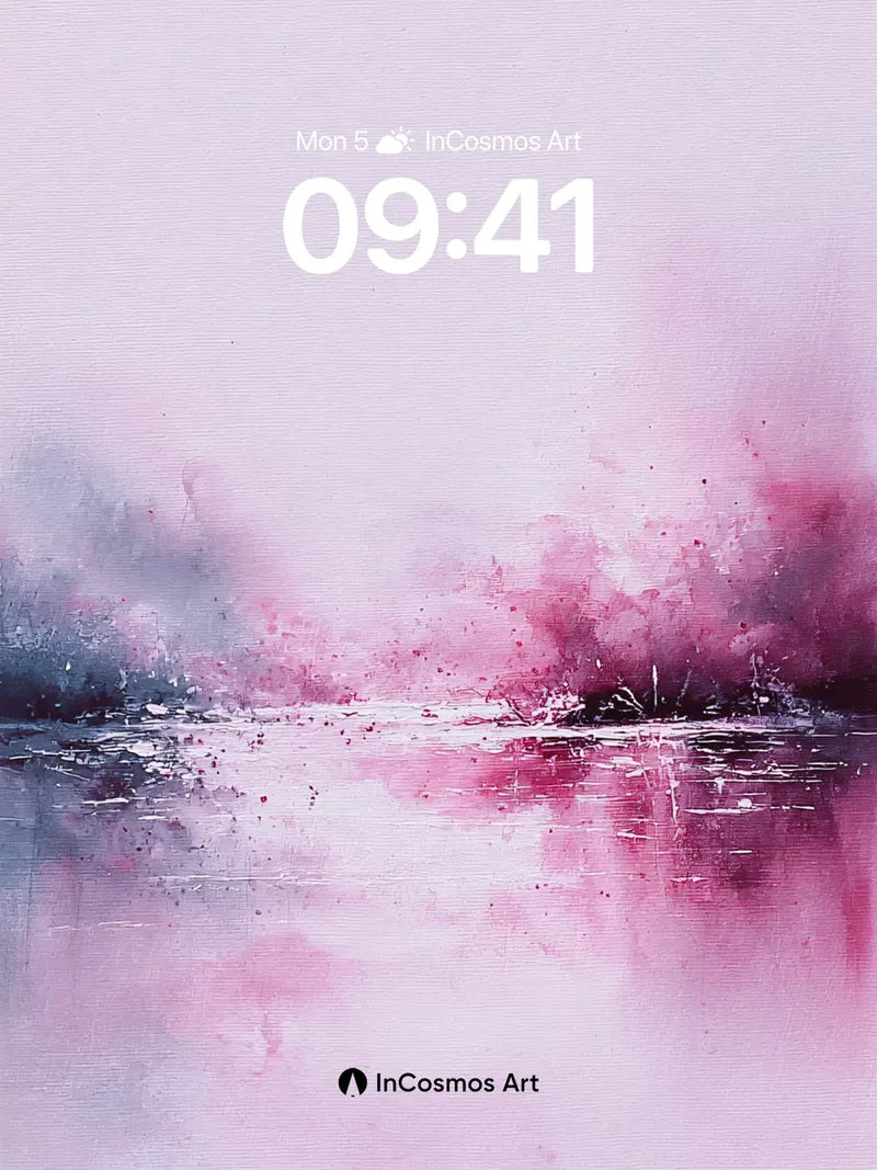 Misty Reflection Wallpaper with Crimson Hues